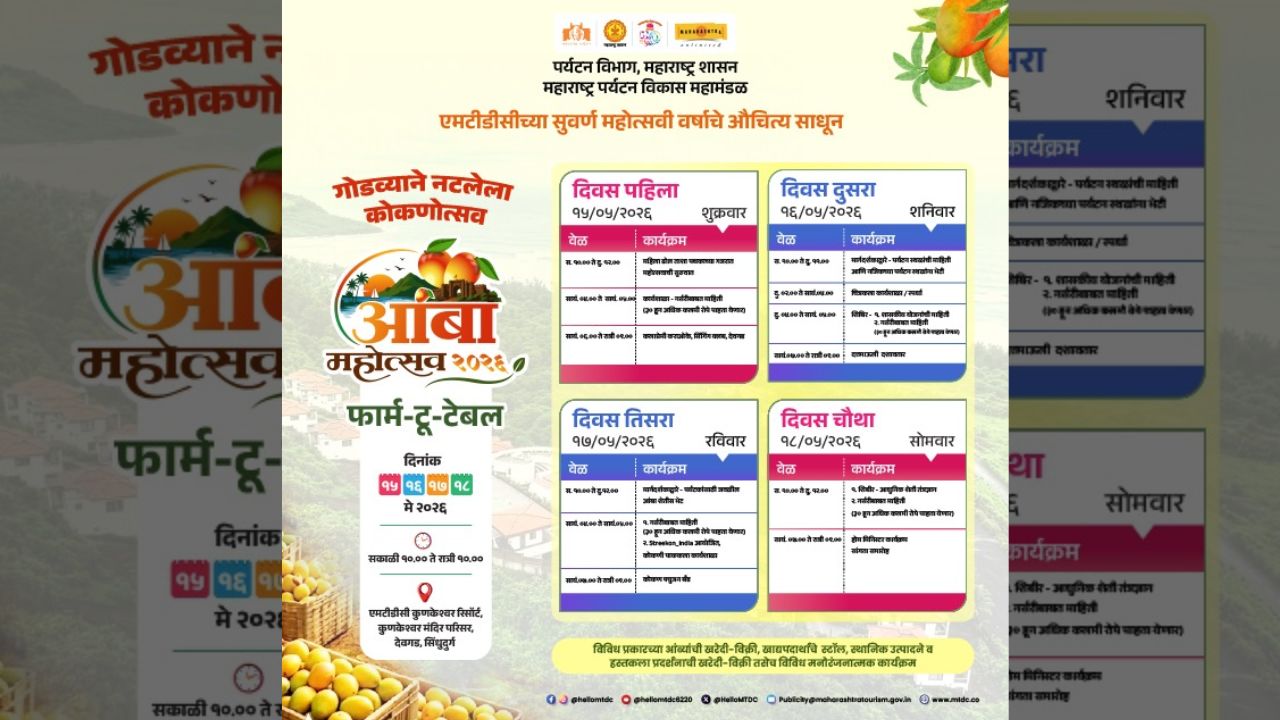 कोकणच्या आंबा वैभवाचा अनोखा उत्सव! कुणकेश्वर येथे रंगणार ‘आंबा महोत्सव २०२६’