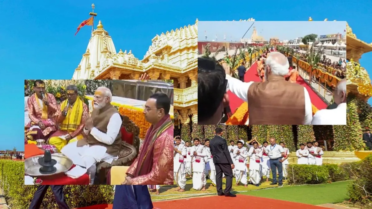 सोमनाथ मंदिराच्या प्राणप्रतिष्ठेला 75 वर्षे ; 101 तोफांच्या सलामीने दुमदुमला इतिहास; मोदींच्या हस्ते पार पडला कुंभाभिषेक सोहळा
