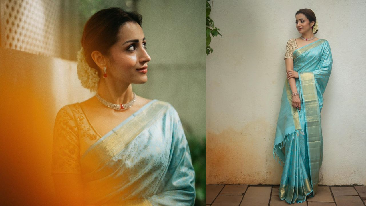 Trisha Krishnan :  केसात गजरा, मोहक हास्य, अभिनेत्री  त्रिशा कृष्णनच्या फोटोंवर चाहते घायाळ