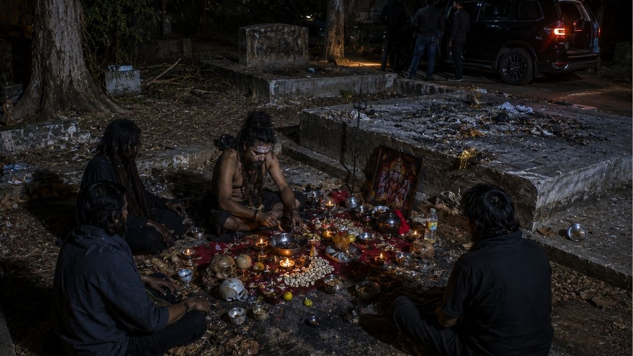 Nashik: मध्यरात्री आलिशान गाड्यांतून आले अन् स्मशानभूमीत केली अघोरी विधी; अर्धनग्न मांत्रिक, अंडी, लिंबू,आणि…