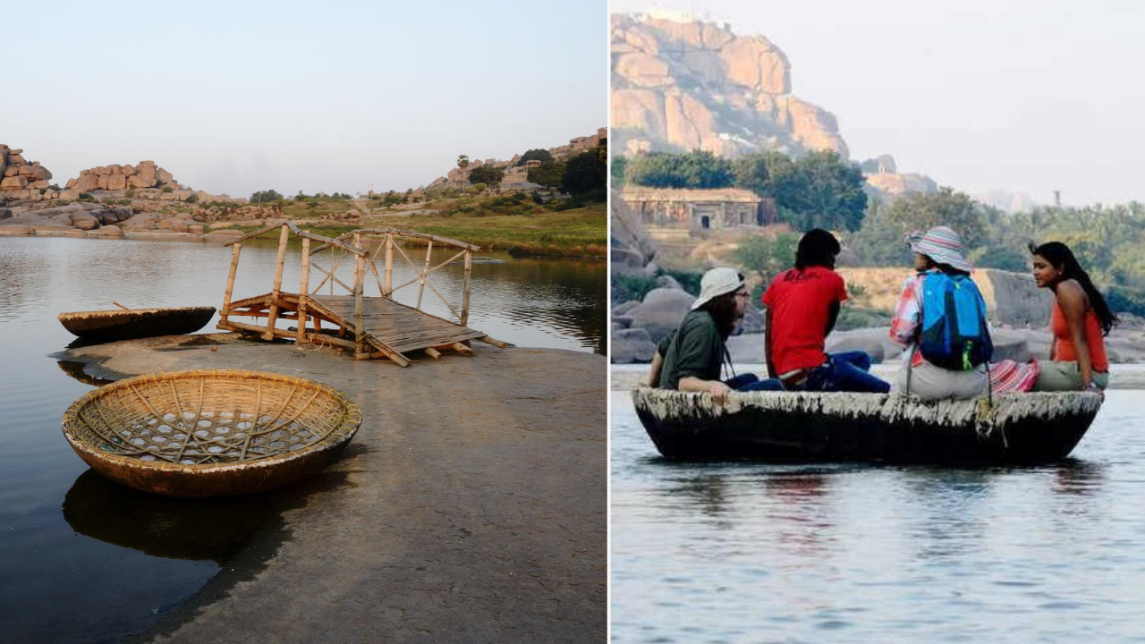 तुंगभद्रा नदीतील कोरकल सफर – रोमांचक जलअनुभव तुंगभद्रा नदीत गोलाकार कोरकल बोटीतून फिरणे हा हम्पीतील एक अनोखा अनुभव आहे. नदीकिनाऱ्यावरील प्राचीन अवशेष, विशाल दगड आणि निसर्गसौंदर्य यामुळे ही सफर पर्यटकांच्या कायम स्मरणात राहते.