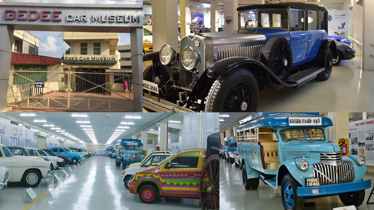 जीडी (GeDee) कार म्युझियम, कोयंबतूर (तामिळनाडू)-GeDee Car Museum हे दक्षिण भारतातील एकमेव समर्पित विंटेज कार संग्रहालय मानले जाते. येथे १०० हून अधिक दुर्मिळ वाहनांचा संग्रह आहे. जगातील पहिल्या मोटारगाडीच्या प्रतिकृतीपासून ते विविध देशांतील क्लासिक मॉडेल्सपर्यंत अनेक आकर्षक वाहने येथे पाहायला मिळतात. प्रत्येक वाहनासोबत त्याचा इतिहास आणि तांत्रिक माहिती दिलेली आहे.