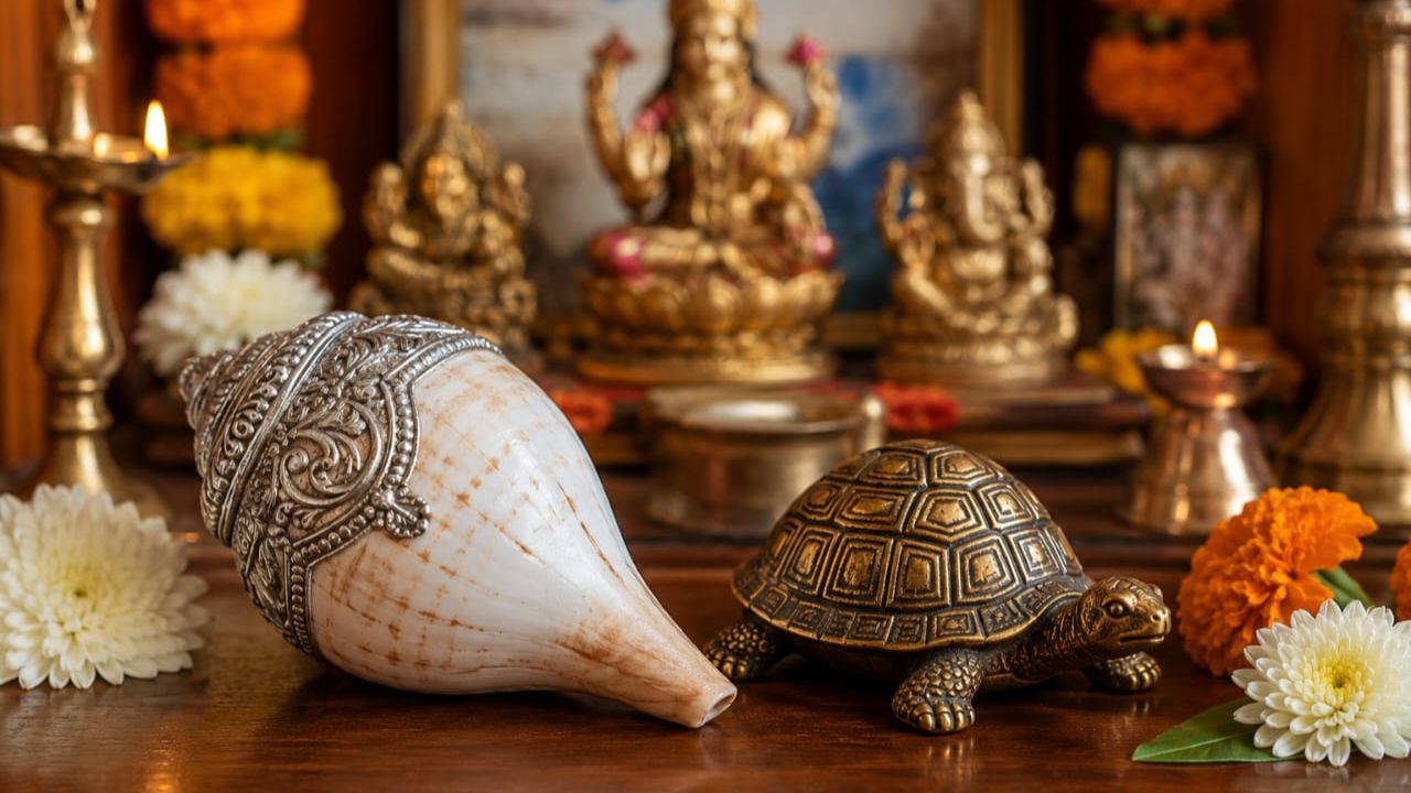 Astro Tips: देव्हाऱ्यात शंख आणि कासव ठेवण्यामागे काय आहे धार्मिक महत्त्व, जाणून घ्या