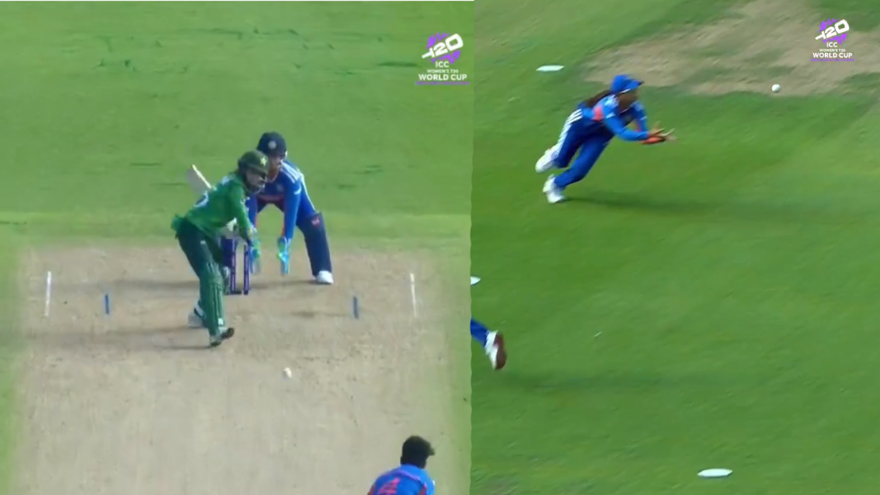 IND W Vs PAK W: भारताची ‘ही’ लेक हवेत उडाली; श्रेयंका पाटीलच्या ‘फ्लाइंग कॅच’चा Video Viral