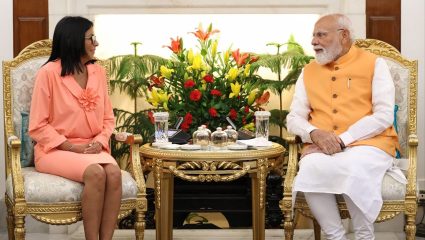 India Venezuela संबंधांना नवी दिशा; राष्ट्राध्यक्ष डेल्सी रॉड्रिग्ज यांची PM मोदींसोबत महत्त्वपूर्ण बैठक