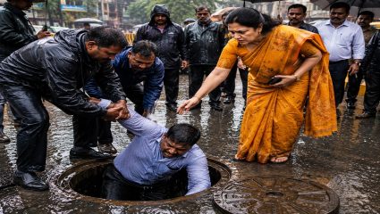 Mumbai Rain News : उघड्या मॅनहोलचे वास्तव महापौरांसमोरच उघड! पाहणीदरम्यान एकजण गटारात पडला, माटुंग्यातील धक्कादायक प्रकार