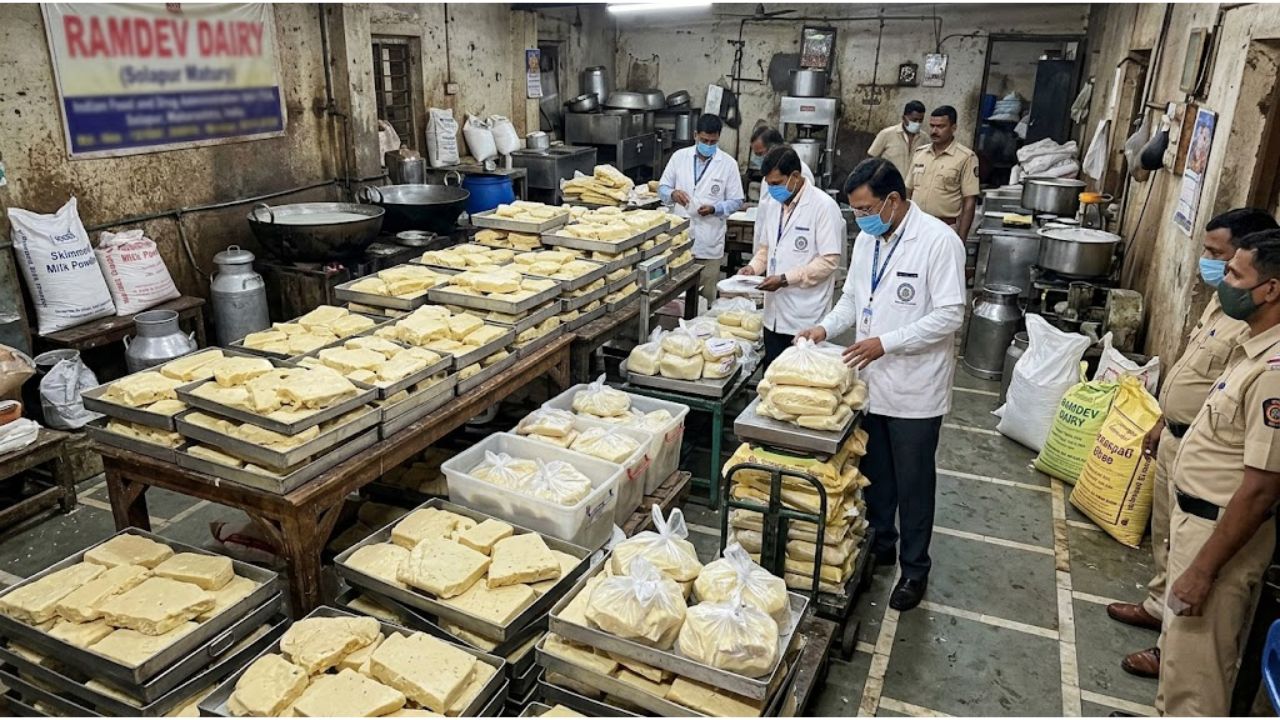 सोलापुरात अन्न व औषध प्रशासनाचा मोठा धडाका; डेअरीवर छापा मारून ७ लाखांची भेसळयुक्त बर्फी जप्त, १,८०७ किलो मुद्देमाल हस्तगत!