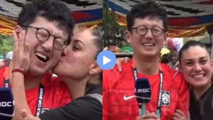 मैक्सिकन तरुणीच्या KISS ने बदललं नशीब! FIFA World Cup मध्ये कोरियन पत्रकार झाला इंटरनेट सेन्सेशन, Video Viral