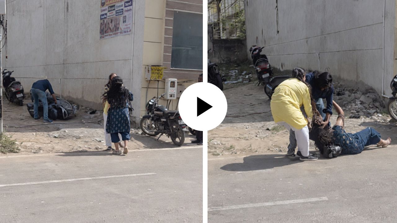 पतीसोबत प्रेमिकाला रंगेहात पकडलं, हाॅटेलबाहेरच गर्लफ्रेंडचे केस पकडत पत्नीने सुरु केला हाय व्होल्टेज ड्रामा; Video Viral