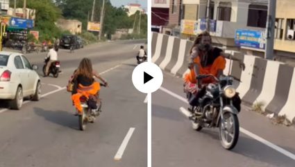 स्वॅग असावा तर बाबजींसारखा… ! हातांनी नाही तर पायांनी पकडलं बाईकचं हँडल, पाहून यूजर्स झाले अचंबित; Video Viral