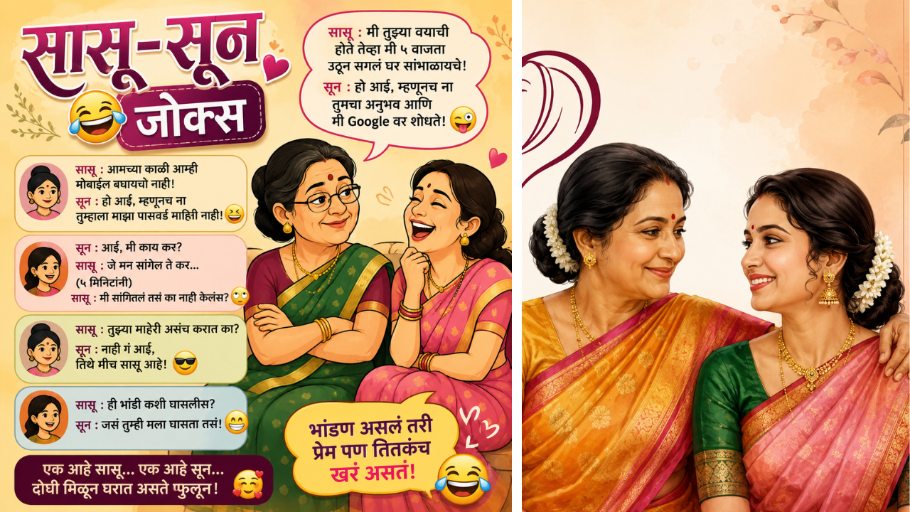 Sasu Sun Jokes: डोकेदुखीची तक्रार पडली सासूला भारी, सुनेने मारला असा टोमणा; वाचून व्हाल लोटपोट! Viral Jokes