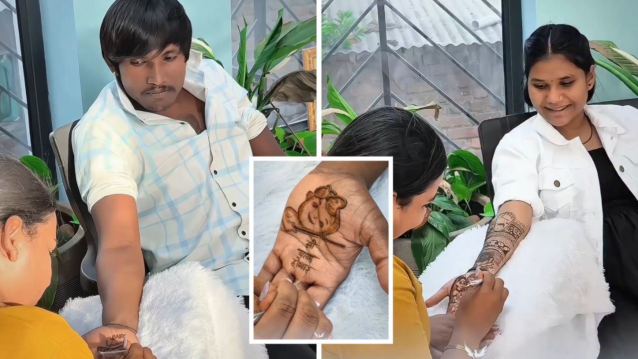 सूरज चव्हाणच्या पत्नीचे डोहाळेजेवण, सूरज चव्हाणच्या पत्नीचे डोहाळेजेवण; ‘त्या’ खास मेहंदीने वेधलं लक्ष