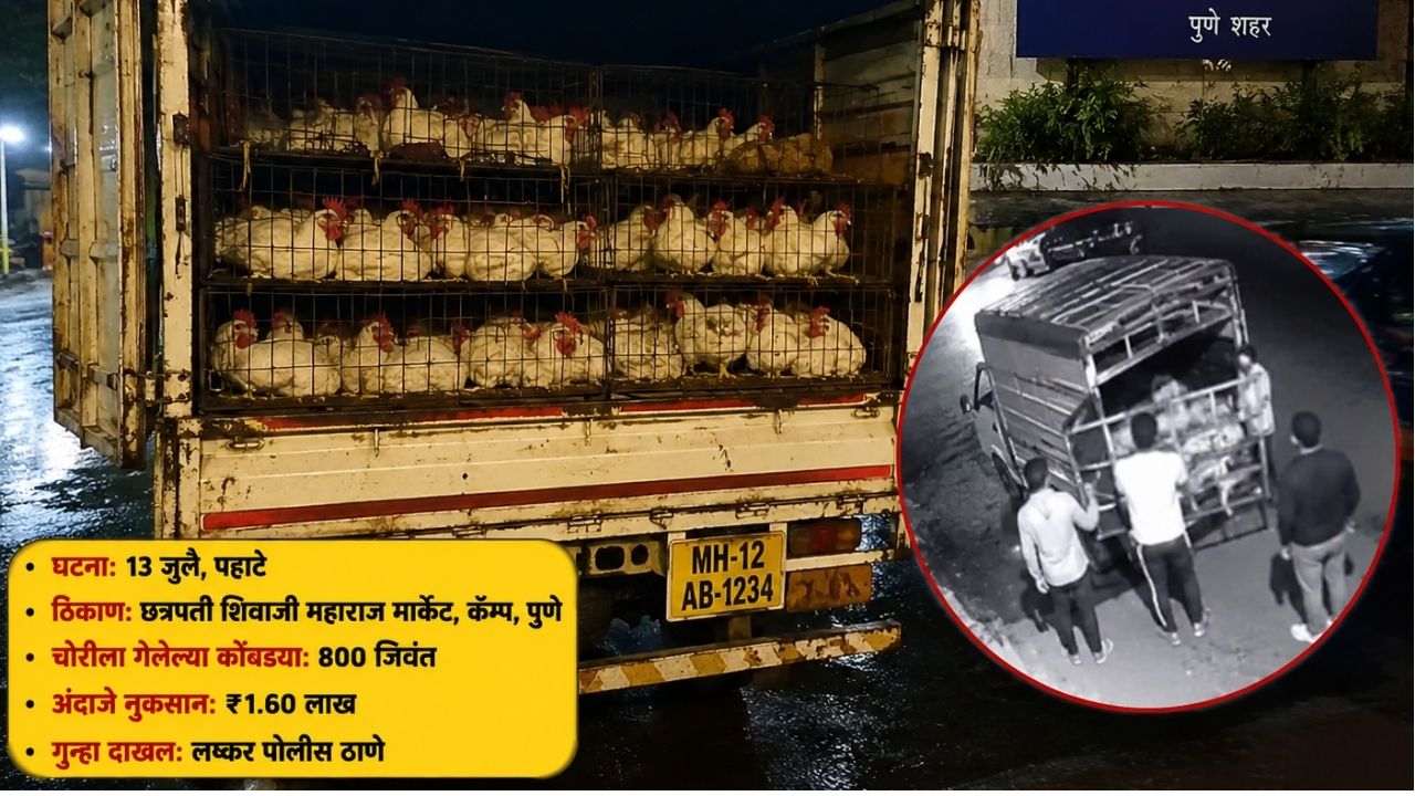 Pune Crime: पुण्यात अजब चोरी! कोंबड्यांनाही नाही सुरक्षा; टेम्पोतून 800 जिवंत कोंबड्या लंपास