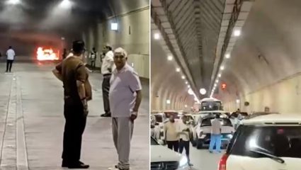 Mumbai Coastal Road : मुंबई कोस्टल रोड बोगद्यात धावत्या कारला भीषण आग; दोन्ही दिशेची वाहतूक तातडीने बंद