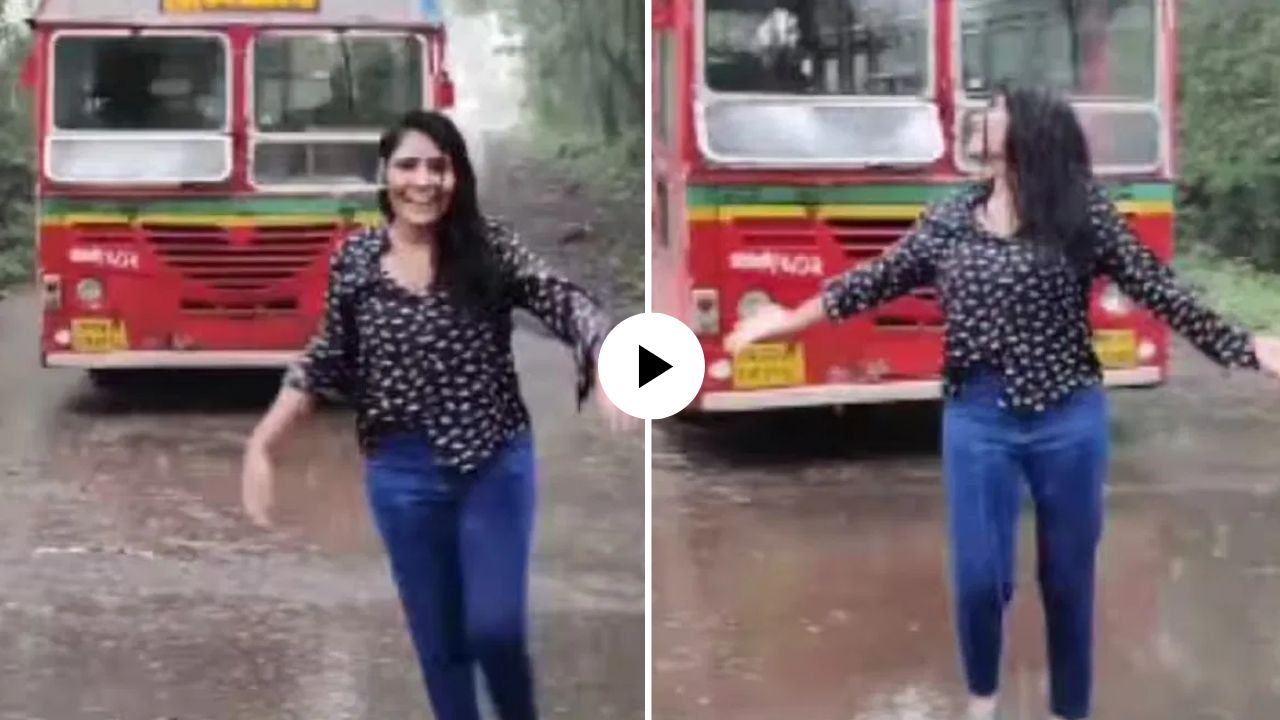 रिल बनवण्याचं हे कसलं वेड! पावसात व्हिडिओ शूट करत होती तरुणी; मागून भरधाव बस आली अन्…, Video Viral