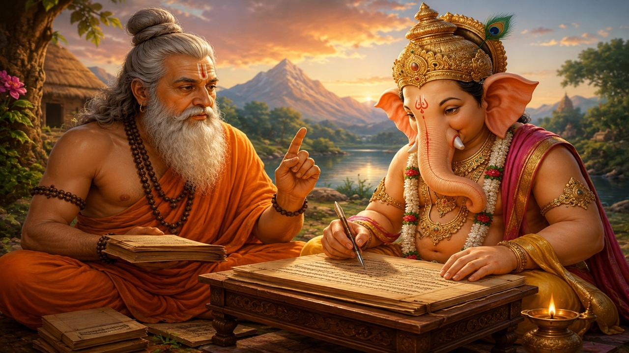 Mahabharata Story : सलग तीन वर्षे अखंड महाभारत लिहिताना गणरायाची लेखणी का तुटली? काय आहे वेदव्यासांच्या चतुर अटीमागील पौराणिक कथा?