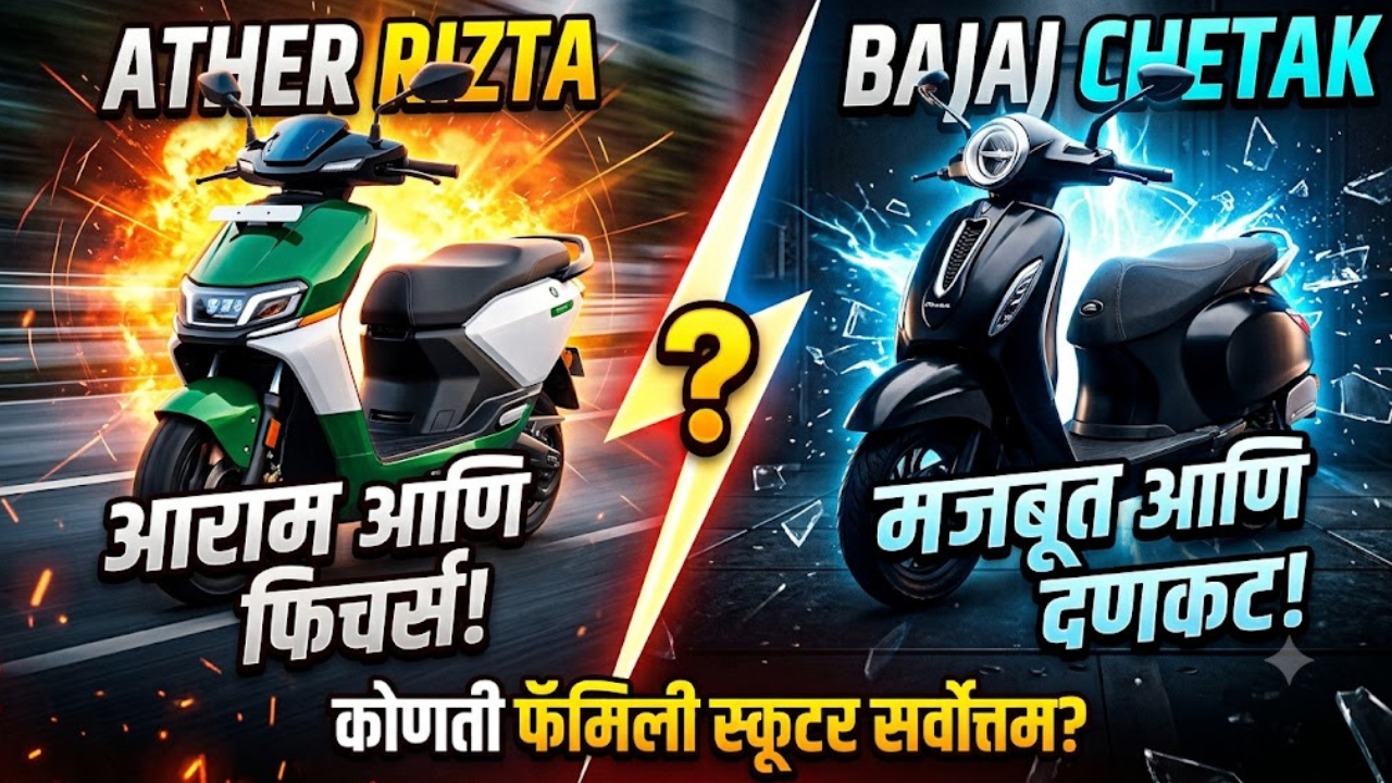 Ather Rizta vs Bajaj Chetak! कोणती स्कूटर ठरेल तुमच्यासाठी सर्वात योग्य प्रीमियम फॅमिली ई-स्कूटर