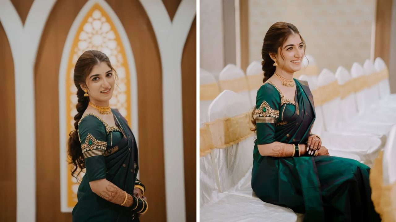 साधा ब्लाऊज आणखीनच उठावदार आणि स्टयलिश करण्यासाठी हातांच्या मध्यभागी आरी वर्कचे बाजूबंद बनवून घेऊ शकता. यामुळे अनावश्यक दागिने घालण्याची आवश्यकता भासणार नाही. 