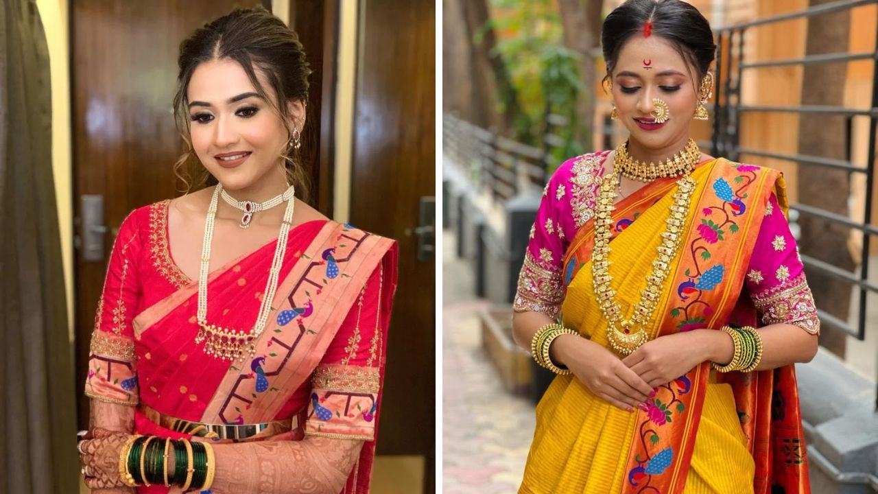 लग्न सोहळ्यात पैठणी साडी नेसल्यास साडीवरील ब्लाऊजवर आरी वर्क करून घ्यावे. यामुळे लुक रॉयल आणि उठावदार दिसेल. आरी वर्क ब्लाऊजमध्ये सुद्धा अनेक वेगवेगळे पर्याय उपलब्ध आहेत.