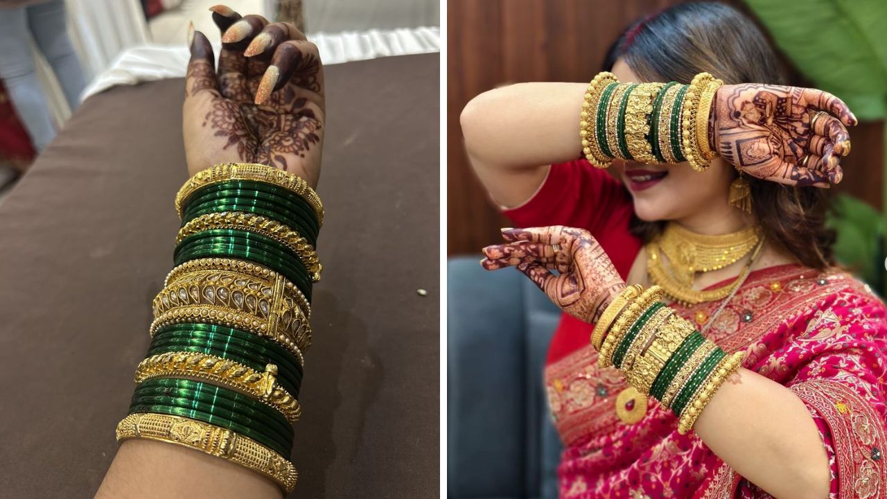 संपूर्ण राज्यभरात विविह सोहळ्यात अनेक वेगवेगळ्या प्रथा परंपरा फॉलो केल्या जातात. त्यामुळे अनेक भागांमध्ये लग्नात भरगच्च हिरव्या आणि लाल रंगाच्या बांगड्यांचा चुडा भरला जातो.