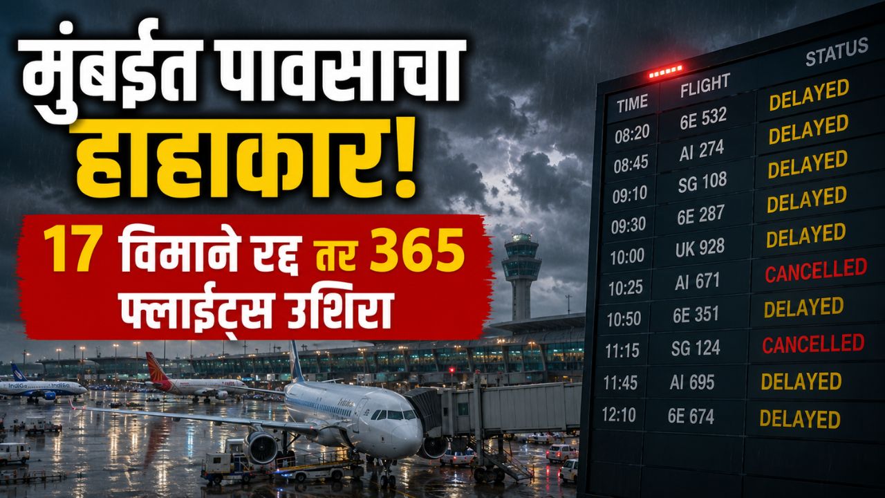 मुंबईत पावसाचा हाहाकार! १७ विमाने रद्द तर ३६५ फ्लाईट्स उशिरा; इंडिगो, आकासा एअरकडून प्रवाशांना महत्त्वाचा इशारा!
