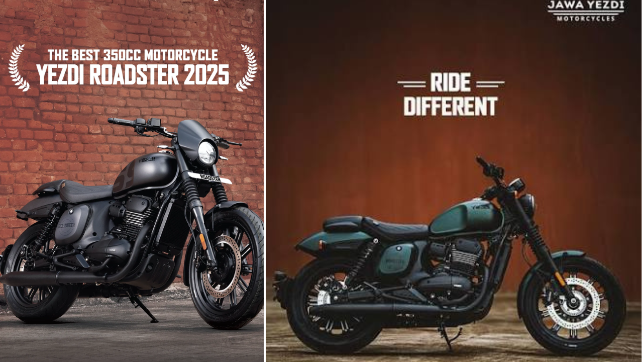येझडी रोडस्टर (Yezdi Roadster) येझडी रोडस्टर ही क्लासिक डिझाइन आणि आधुनिक तंत्रज्ञानाचा उत्तम मेळ साधणारी एक पॉवरफुल बाईक आहे. यात ३३४ सीसीचे लिक्विड-कुल्ड इंजिन दिले असून ते २९ PS पेक्षा जास्त पॉवर जनरेट करते. ड्युअल एक्झॉस्ट, मस्क्युलर डिझाइन आणि चांगल्या क्रूझिंग क्षमतेमुळे ही बाइक लांबच्या सफरीसाठी रायडर्सची आवडती ठरते.