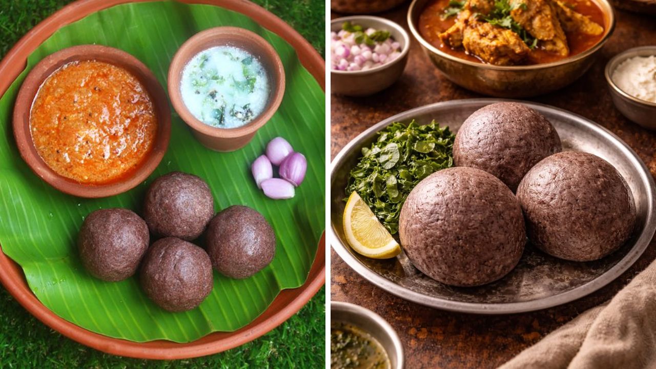 दक्षिण भारतात नाचणीच्या पिठाचा वापर करून रागी मुंडे बनवले जातात. नाचणीचे पीठ गरम पाण्यात वाफवून त्याचे गोळे बनवले जातात. हे मुंडे कोणत्याही रस्सासोबत किंवा आमटीसोबत खाल्ले जातात.