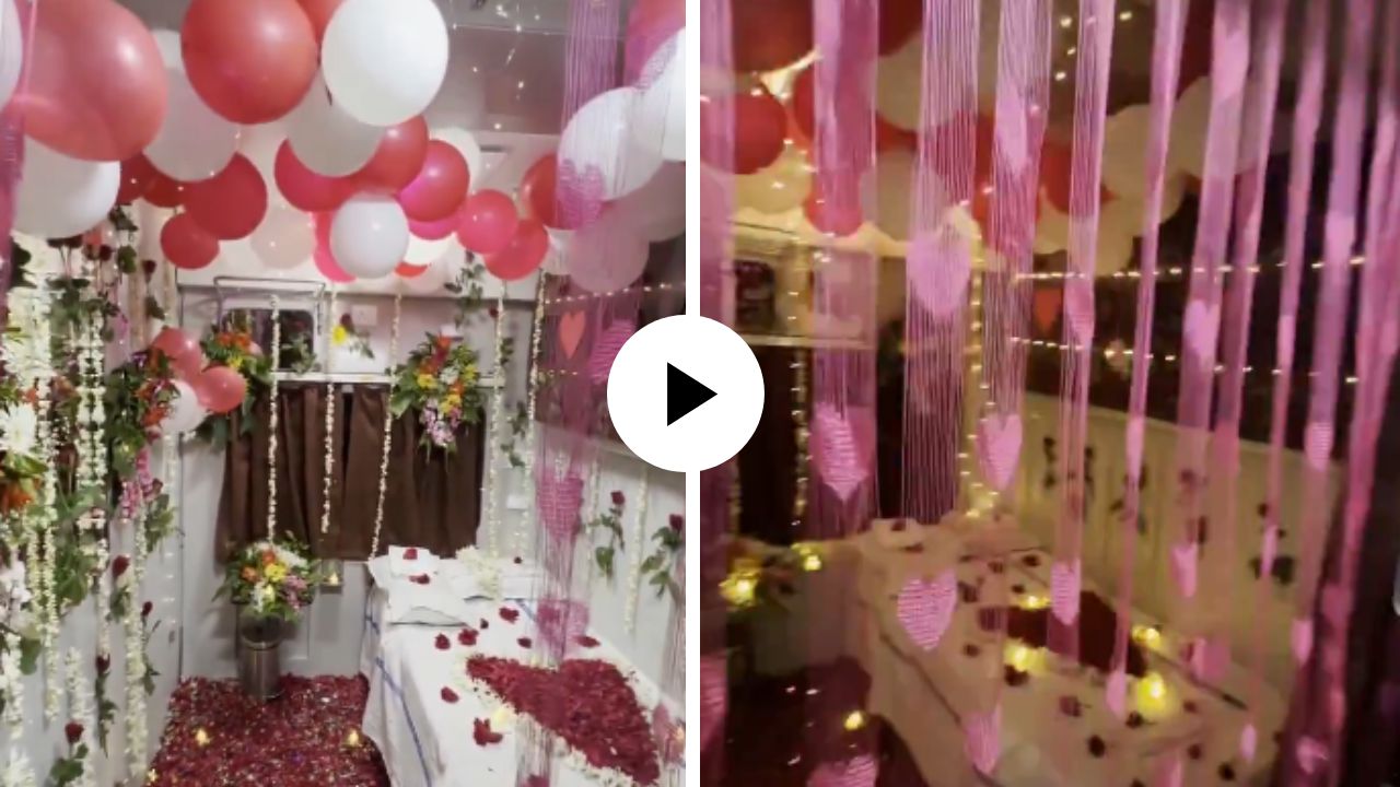 हनिमून साजरा करण्यासाठी ट्रेनच्या बर्थवर केली रोमँटिक सजावट; Video Viral होताच रेल्वेने केली कडक कारवाई