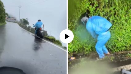 काळ आला होत पण वेळ…! बाईक घसरली, चप्पल उडाली; रस्त्याच्या काठावरुन कोसळणार तितक्यात… Video Viral