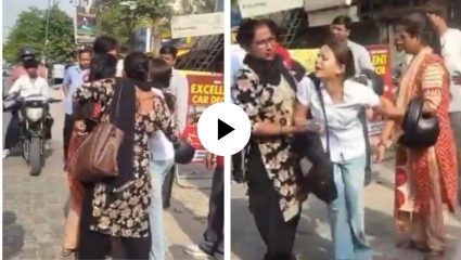 OYO हॉटेलमध्ये प्रियकरासोबत पकडली पत्नी; पती आणि सासूसोबत रस्त्यावरच सुरु झाला हायव्होल्टेज ड्रामा; Video Viral