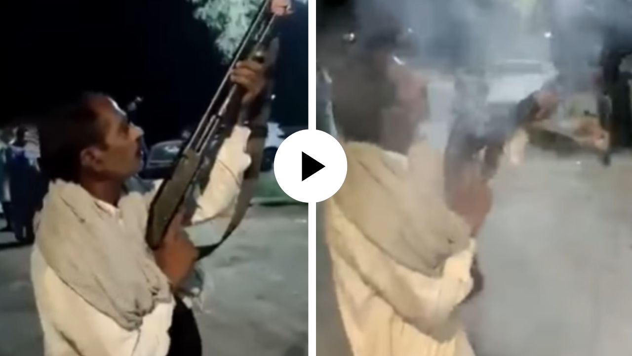 काका हवेत फायरिंग करायला गेले खरे पण बंदूक निघाली फुसकी; लोक म्हणाले, हा चायनीज नाही तर पाकिस्तानी माल