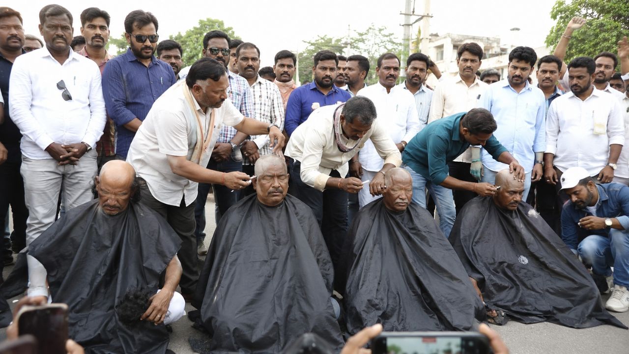 हल्द्वानीतील घटनेचा बुलढाण्यात निषेध; भीमशक्ती संघटनेचे मुंडन आंदोलन