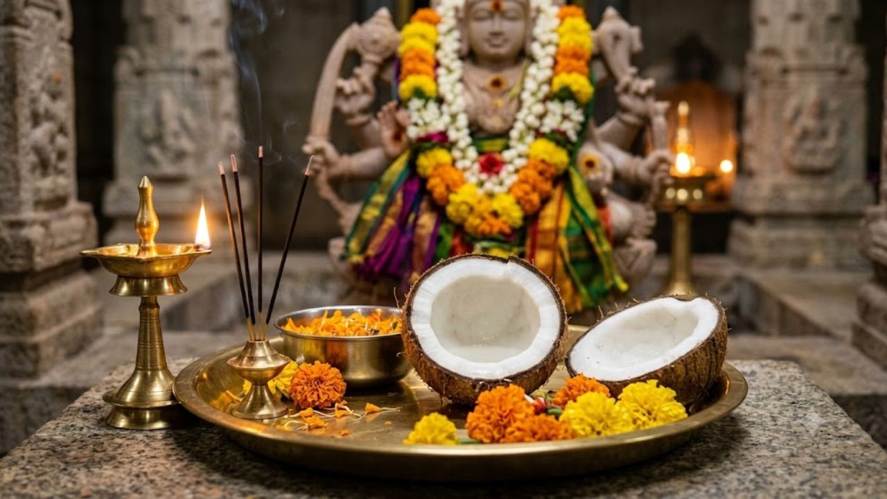 Coconut Worship Rules: नारळाच्या दोन शकलांपैकी कोणता भाग प्रसादासाठी वापरावा? काय सांगते धर्मशास्त्र जाणून घ्या
