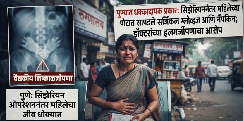 डॉक्टरांच्या निष्काळजीपणाचा कळस! सिझेरियननंतर महिलेच्या पोटात सर्जिकल ग्लोव्हज अन् पेपर नॅपकिन