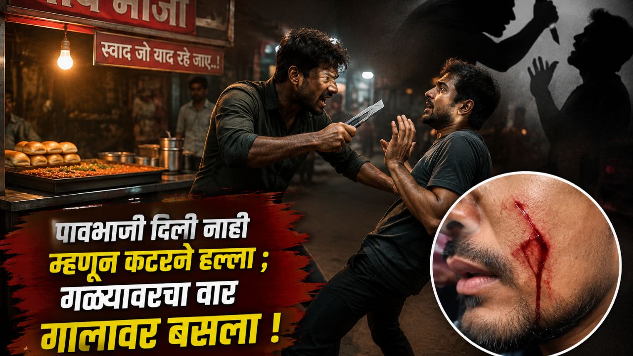 Nagpur News : पावभाजी दिली नाही म्हणून कटरने हल्ला ; गळ्यावरचा वार गालावर बसला !