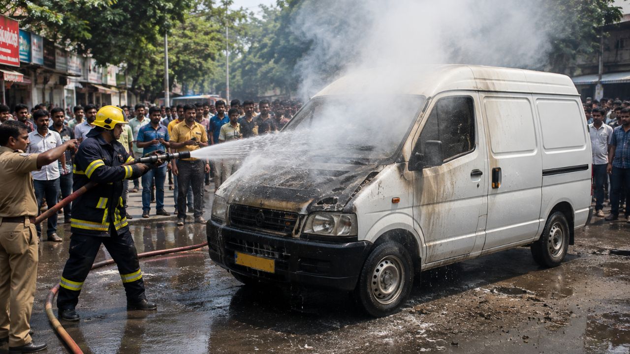 Nagpur News : स्फोटकांनी भरलेल्या व्हॅनला लागली आग;मोठा अनर्थ टळला