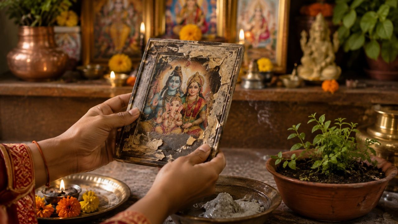 Hindu Beliefs: देवांचे जीर्ण झालेले फोटो कसे विसर्जित करावेत? काय सांगते धर्मशास्त्र जाणून घ्या