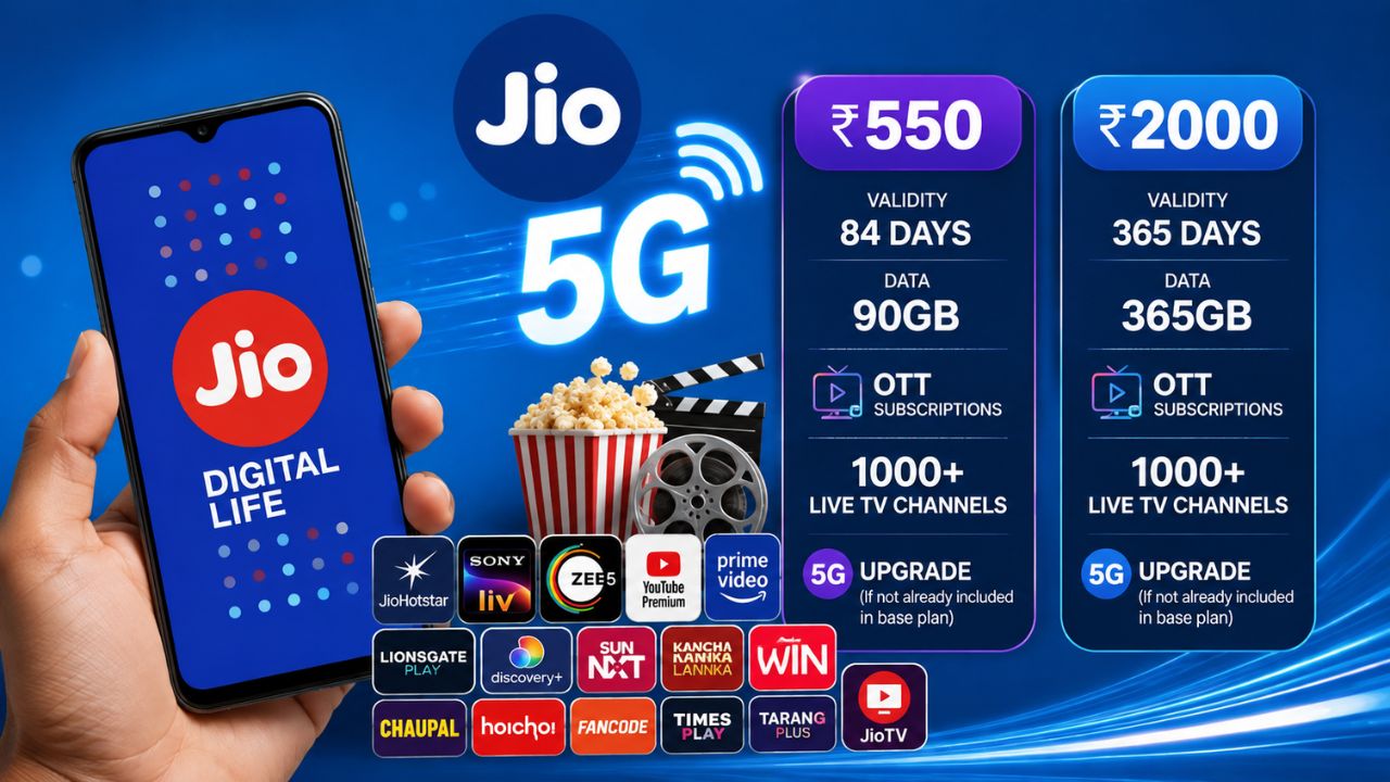 Jio Recharge Plan: टेलिकॉम कंपनीने सादर केले दोन नवे ओटीटी OTT Pass! फ्री सब्सक्रिप्शन आणि डेटासह मिळणार 5G अपग्रेड