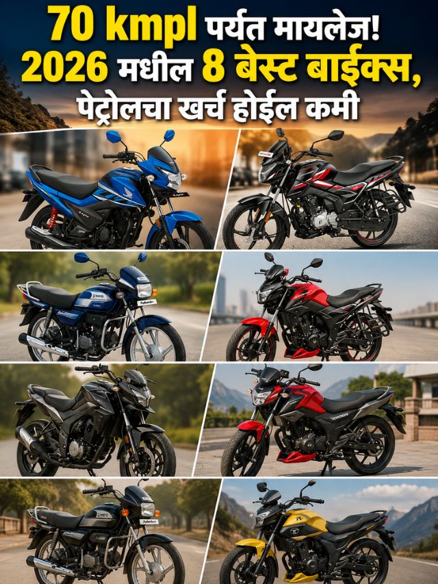 70 kmpl पर्यंत मायलेज! 2026 मधील 8 बेस्ट बाइक्स, पेट्रोलचा खर्च होईल कमी