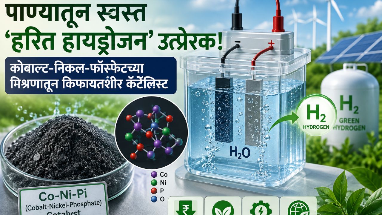 Mumbai News: पाण्यातून स्वस्त ‘हरित हायड्रोजन’ उत्प्रेरक! कोबाल्ट-निकेल-फॉस्फेटच्या मिश्रणातून किफायतशीर कॅटॅलिस्ट