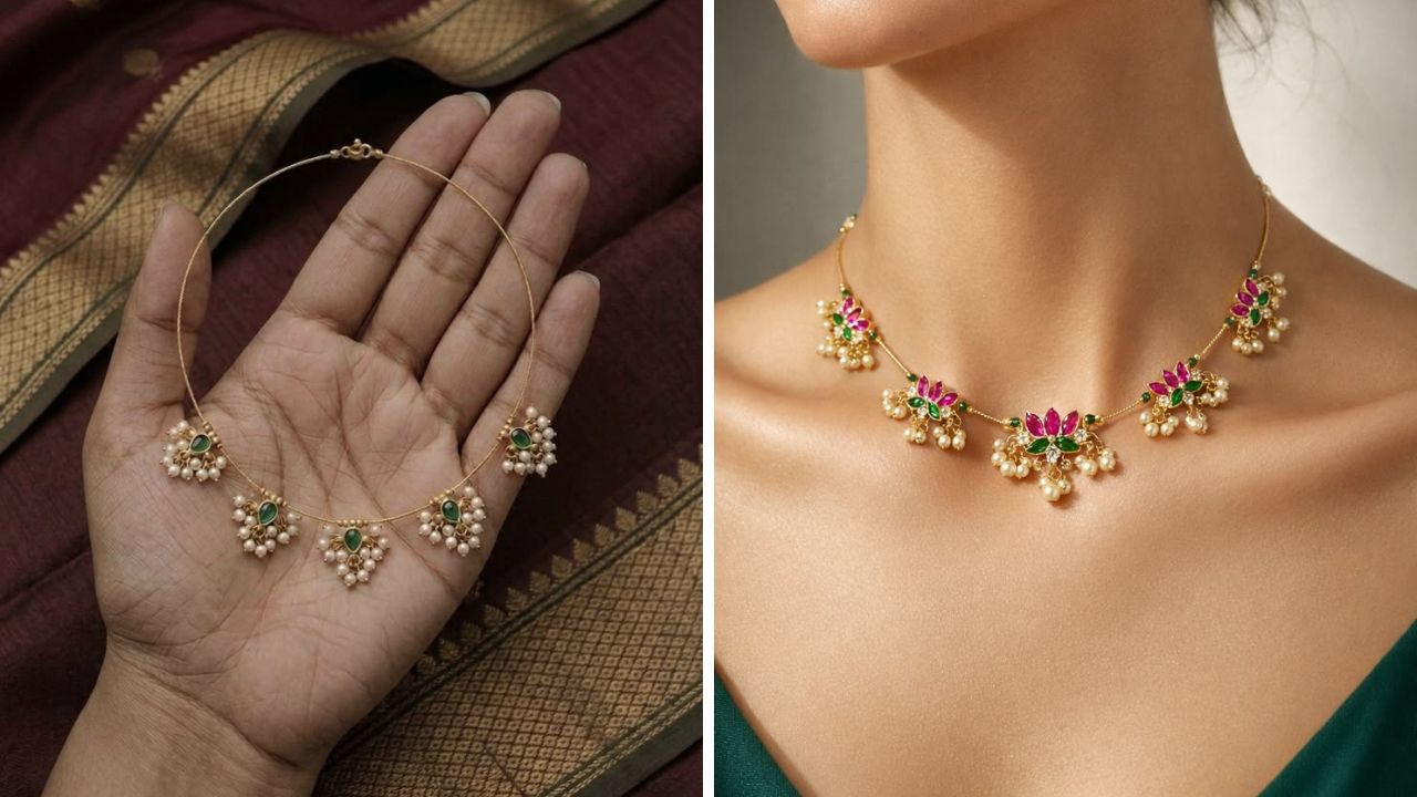 सणासुदीच्या दिवसांमध्ये साडी, ड्रेसवर मिनिमल लुक हवा असेल तर या डिझाईनचे इनव्हिजिबल नेकलेस नक्कीच ट्राय करा. हे नेकलेस अगदी १०० रुपयांपासून ते १००० रुपयांपर्यंत उपलब्ध आहेत. 
