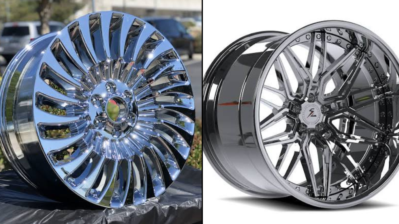 क्रोम व्हील्स (Chrome Finished Wheels) क्लासिक आणि अतिशय चमकदार लूक आवडणाऱ्यांसाठी क्रोम व्हील्स उत्तम पर्याय आहेत. रेट्रो आणि मोठ्या गाड्यांवर हे उठून दिसतात.