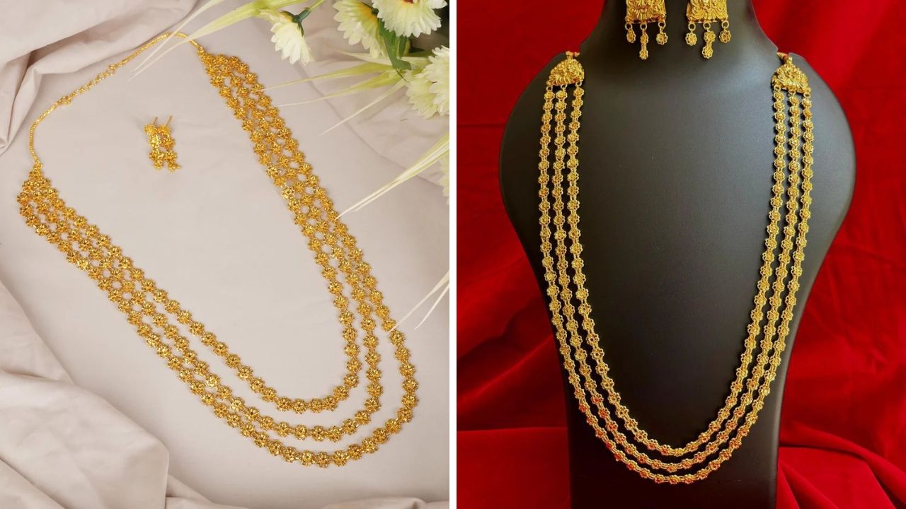 नाजूक फुलांची डिझाईन असलेला बकुळी हार सध्या ट्रेडींगला आहे. हा हार कोणत्याही साडीवर शोभून दिसतो. यामध्ये तुम्ही शॉर्ट किंवा लॉंगमध्ये बकुळी हार खरेदी करू शकता. 
