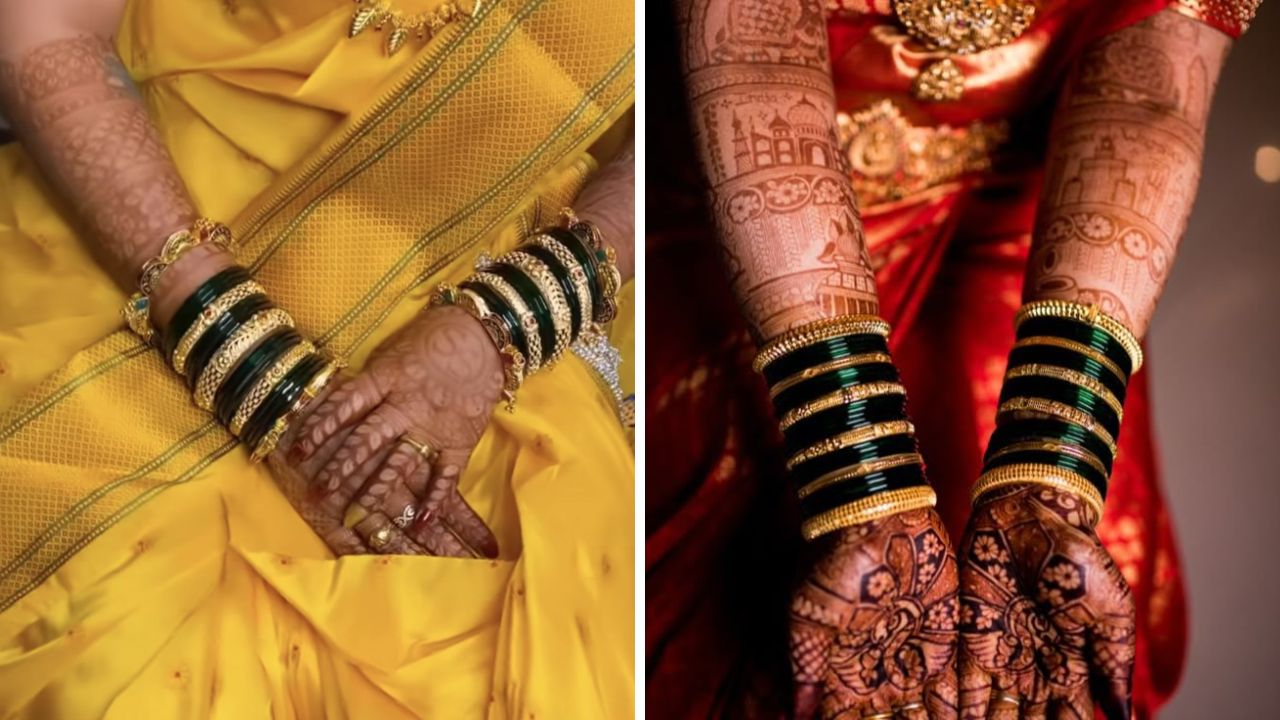 सध्या वेलवेटच्या बांगड्याचा मोठा ट्रेंड आहे. हिरव्या रंगाच्या वेलवेट बांगड्या घातल्यानंतर आकर्षक लुक दिसतो. याशिवाय हिरव्या बांगड्या आणि सोन्याच्या कड्याचे घालून सेट परिधान करू शकता.
