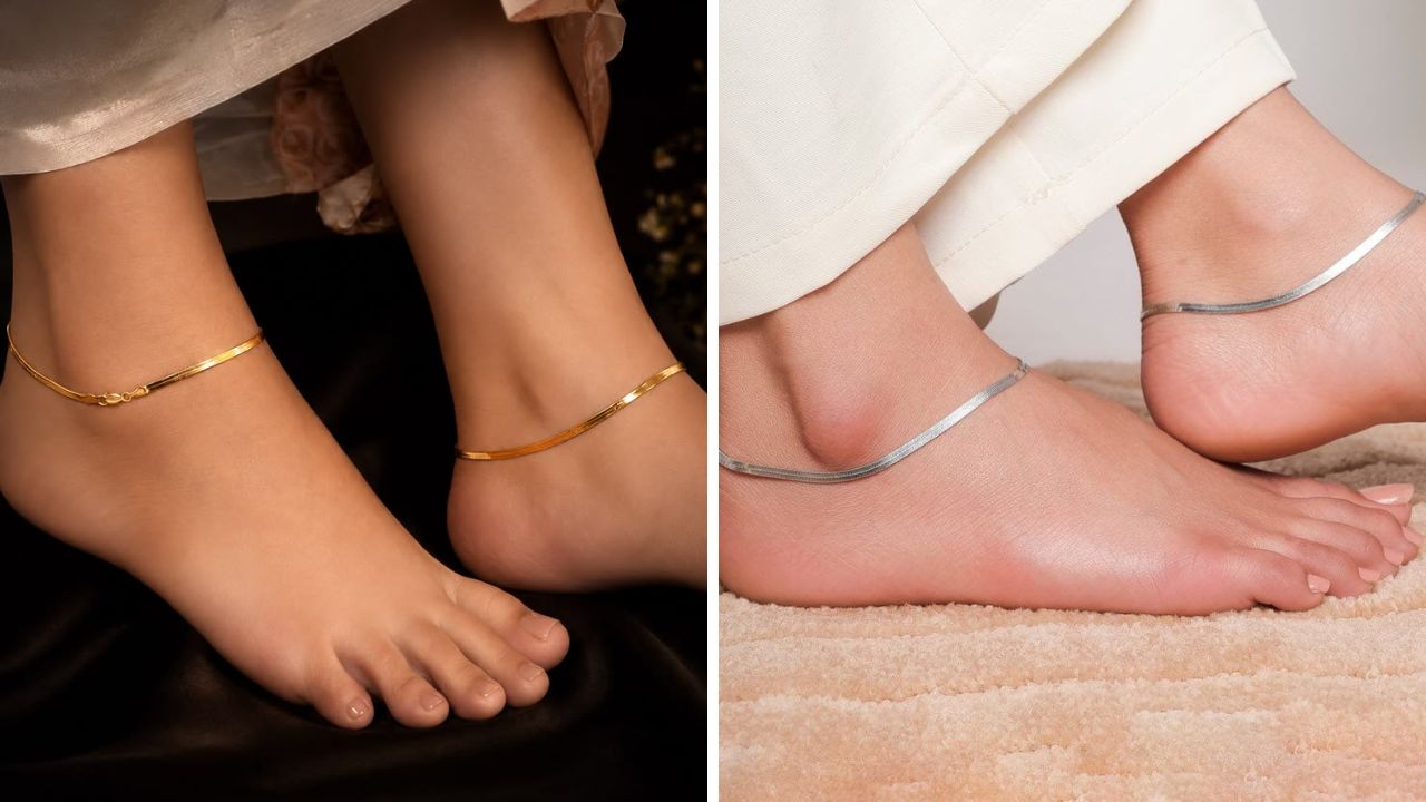 साध्या चेनसोबत छोटंसं फुलाचं पेंडंट किंवा घुंगरू असलेले पैंजण कोणत्याही लुकसाठी उत्तम आहेत. या डिझाईनचे पैंजण तुम्ही कॉटन साडी, लिनेन साडी, साधी कुर्ती किंवा वेस्टर्न मॅक्सी ड्रेसवर सुद्धा घालू शकता.