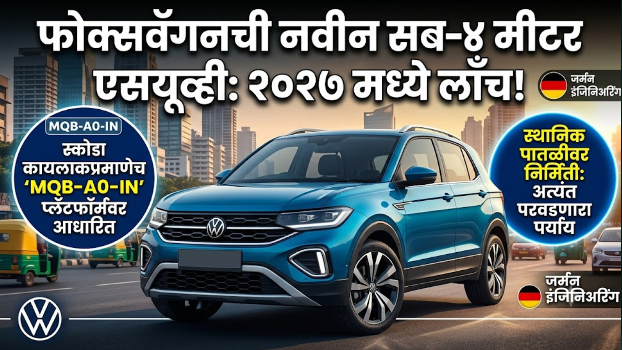 नेक्सॉन, ब्रेझाला टक्कर द्यायला येतेय फोक्सवॅगनची नवीन सब- कंपॅक्ट ४ मीटर SUV; कंपनीकडून अधिकृत घोषणा! 2027 मध्ये होणार लाँच!