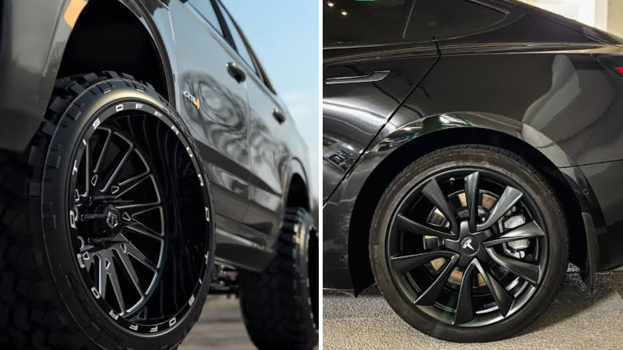 मॅट ब्लॅक व्हील्स (Matte Black Wheels) गाडीला एक रफ, टफ आणि मस्क्युलर लूक देण्यासाठी मॅट ब्लॅक फिनिश सर्वोत्तम ठरते. ऑफ-रोड गाड्यांवर हे विशेष सुंदर दिसतात.