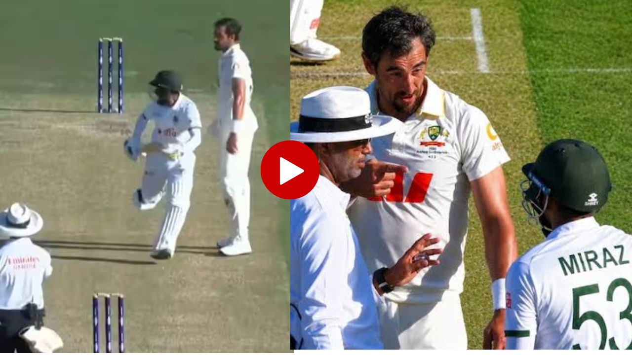 मैदानात वातावरण तापलं! Mitchell Starc चा पारा चढला अन् Miraz ची ‘टशन’; हायव्होल्टेज ड्राम्यात अंपायरची एन्ट्री, VIDEO व्हायरल