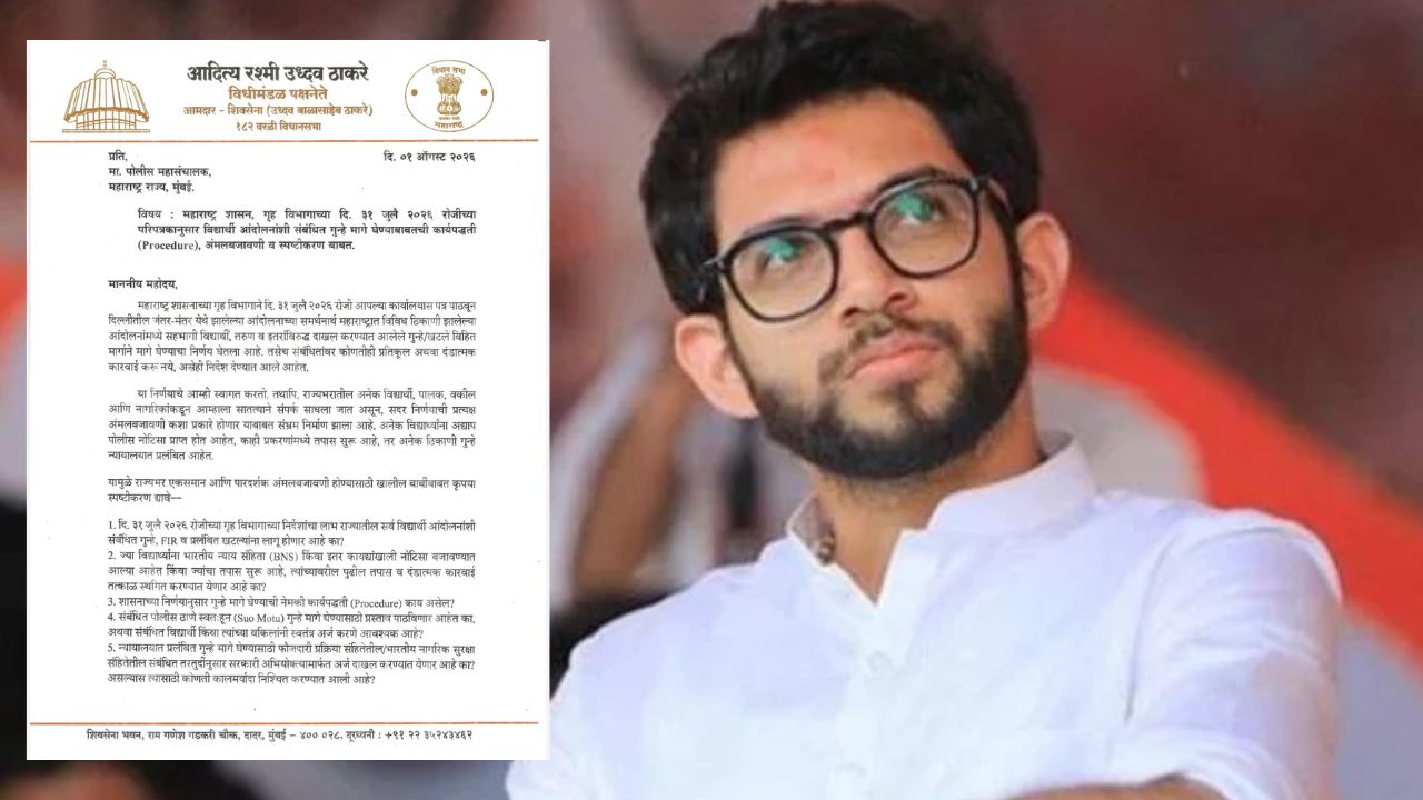 Aditya Thackeray : विद्यार्थ्यांवरील गुन्हे तात्काळ मागे घ्या; आदित्य ठाकरे यांचे पोलीस महासंचालकांना पत्र