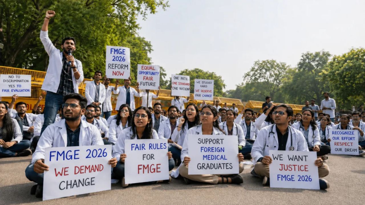 FMGE Exam: मेडिकलच्या विद्यार्थ्यांचे जंतर मंतरवर आंदोलन; जाणून घ्या नेमक्या काय आहेत उमेदवारांच्या मागण्या?